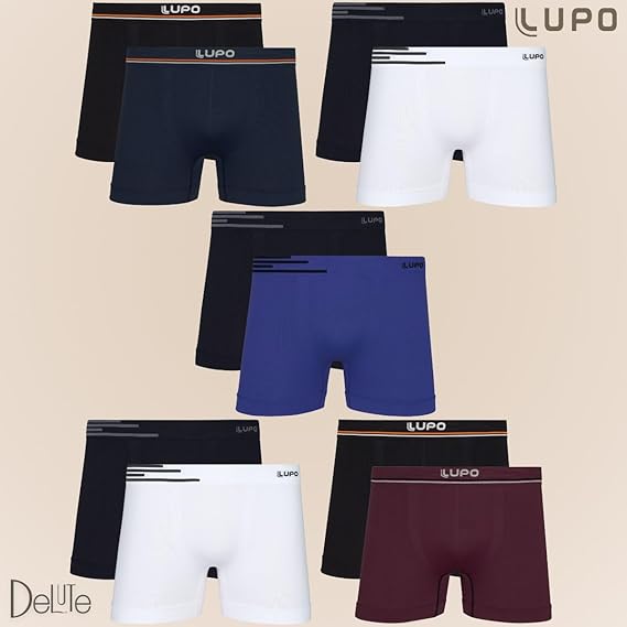 Kit 10 Cuecas Lupo Boxer Microfibra Poliamida Sem Costura Adulto Masculino