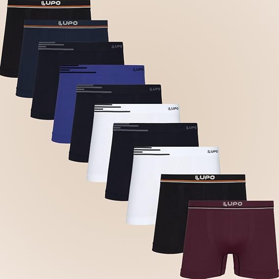 Kit 10 Cuecas Lupo Boxer Microfibra Poliamida Sem Costura Adulto Masculino