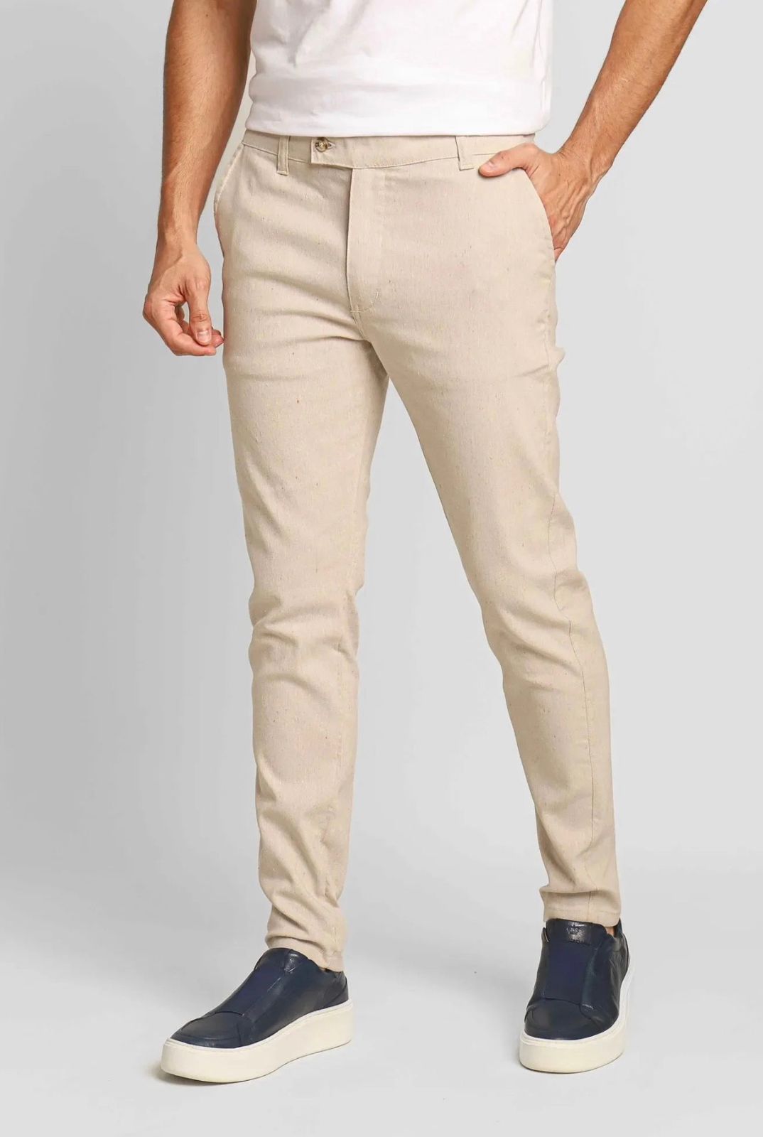 Kit 3 Calças Sarja Com Elastano Premium, Preta, Cappucino, sinza escuro