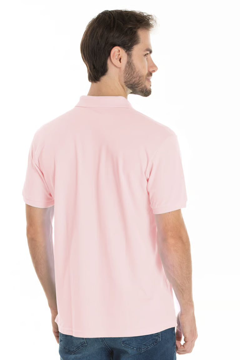 Camisa Polo Piquet Masculina Rosa Claro