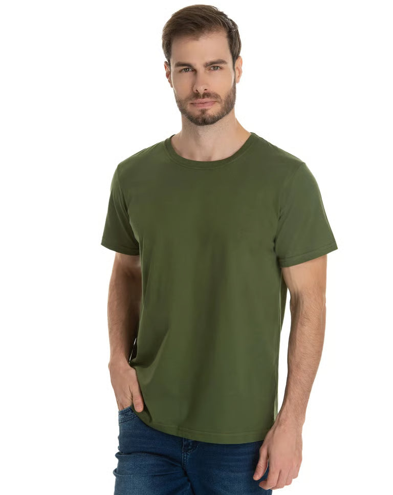 Camiseta de Algodão Premium Verde Militar