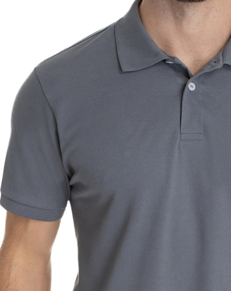 Camisa Polo Piquet Masculina Cinza Chumbo